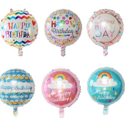 China New Designs Luxury Happy Birthday Foil Balloons 18 Inch Helium Globes Round Shape For Party Decoration for sale