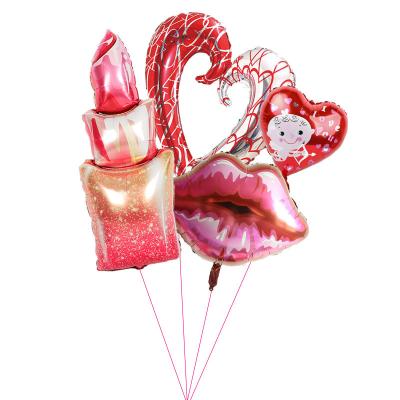 China Luxury Hot Sale Red Lipstick Foil Balloons Love Latex Balloon Set Wedding Decoration Metallic Valentine's Day Gifts for sale