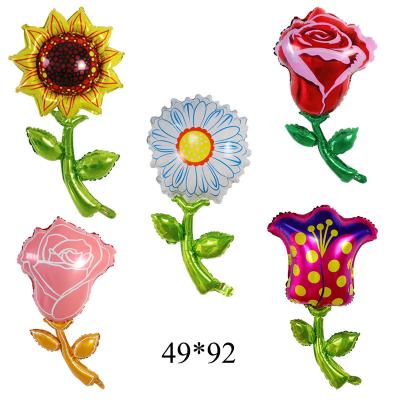 China New Hot Selling Luxury Rose Flower Sunflower Shaped Foil Balloons For Wedding Love Gifts Happy Birthday Party Decoration for sale