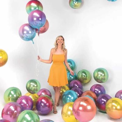 China Luxury 22 Inch Round Globes Gradient Rainbow Color 4D Foil Balloon Wedding Birthday Party Helium Decoration for sale