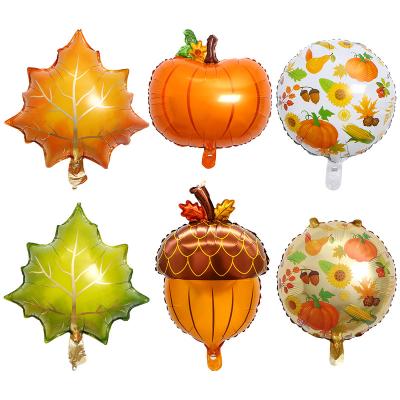 China New Design Luxury Pine Cone Pumpkin Maple Leaf Shape Foil Balloon Thanksgiving Theme Party Decoration Wholesale for sale