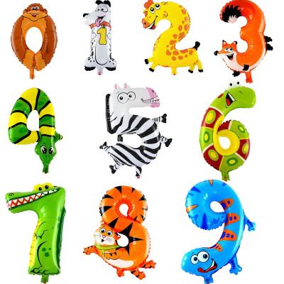 China Hot Selling Luxury 16 Inch Digital Number Balloons Animal Cartoon Foil Balloons For Happy Birthday Party Decoration for sale