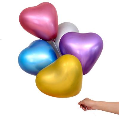 China New Hot Design Luxury 12 Inch Love Heart Valentine's Day Wedding Birthday Party Metallic Latex Balloons for sale