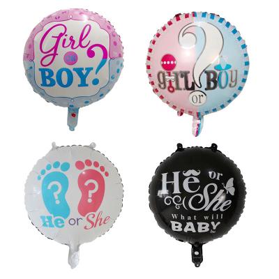 China New Hot Sale Luxury 18 Inch Round Helium Globes Gender Reveal Foil Balloons Boy Or Girl Baby Shower Party Decoration for sale