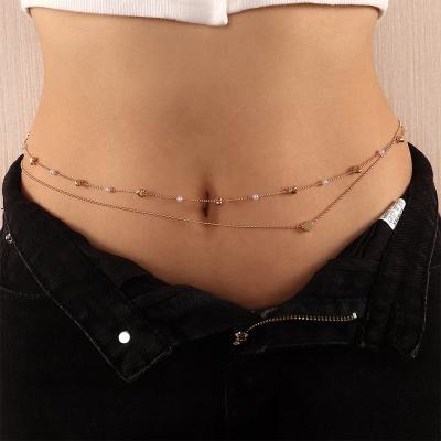 China Metal sexy multi chain hip pop gold jewelry hip trend gold jewelry waist leisure gravel beach leisure layer simple body chain for sale