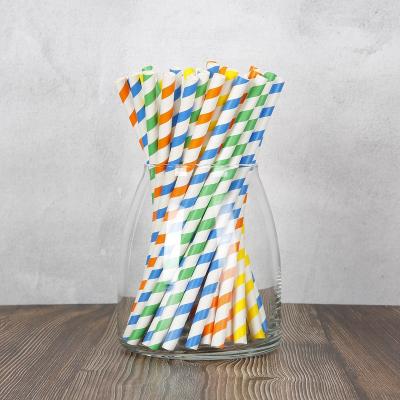 China Durable Splendid Biodegradable Durable Multicolor Striped Opp Bag Paper Straws For Restaurant Party Juice Wedding (1 carton=10000pcs) for sale