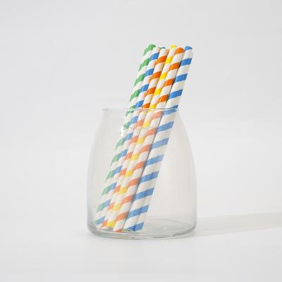 China Durable Splendid Biodegradable Compostable Multicolor Striped Opp Bag Paper Straws For Restaurant Party (1 carton=10000pcs) for sale