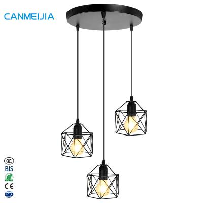 China Art Vintage Home Fancy Lighting E27 Modern Indoor Kitchen Iron Hexagon Hanging Chandeliers and Pendant Lights for sale