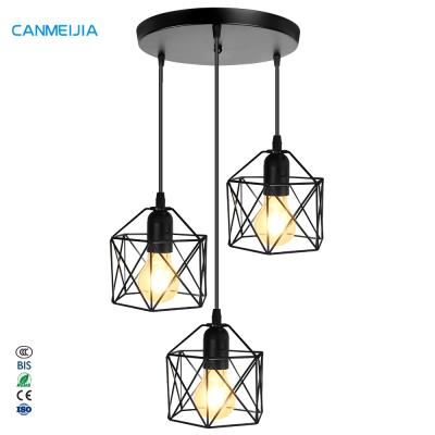 China Modern Hexagon Art Vintage Home Fancy E27 Iron Lighting Indoor Kitchen Hanging Chandeliers and Pendant Lights for sale