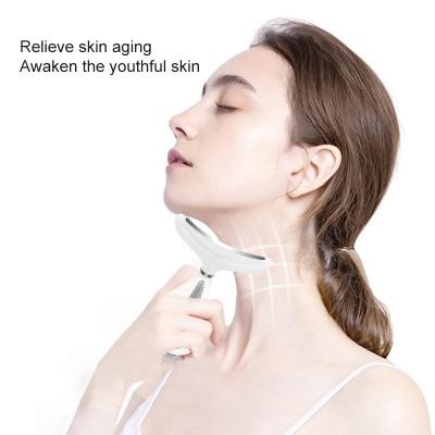 China 2022 New Style Wholesale 3 Colors Led Facial Neck Massager Skin Care Tools Face Heating Neck Wrinkle Removal Machine for sale