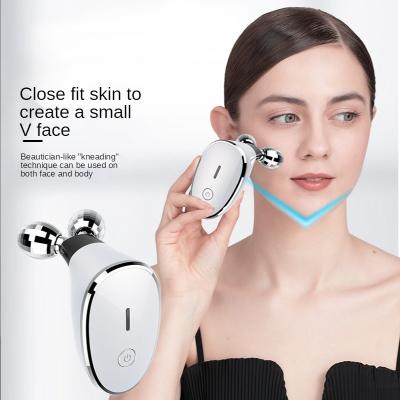 China 3D Electric Face Facial Massage Roller Anti Aging Wrinkles Face Lift Skin Tightening Ems Microcurrent Massager for sale