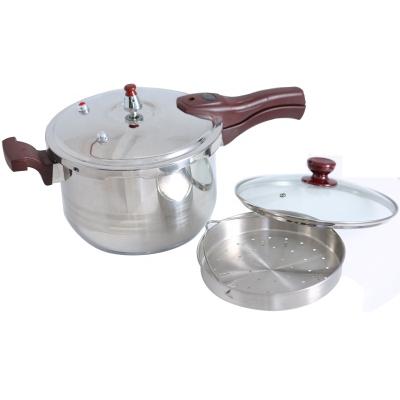 China Eco - Friendly Induction Gas Or Stainless Steel Pressure Cooker Working Pressure 80Kpa With Steamer for sale