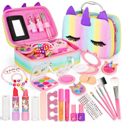 China Washable Kids Makeup Kit for Girls 28 in 1 Real Makeup Set, Washable Cosmetic Set with Unicorn Pattern, Gifts for Girl 6-12 Years Old for sale