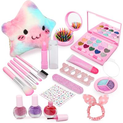 China Eco-Friendly Non-Toxic Kids Girls Play Makeup Toys Kids Cosmetics Storage Bag Pretend Toys Role Play With Plush Bag for sale