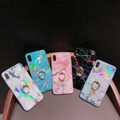 China Iphone, Samsung & Huawei laser marble case with iRing, Iphone Xs Max TPU marble case with iRing, Samsung Note 8 case for sale