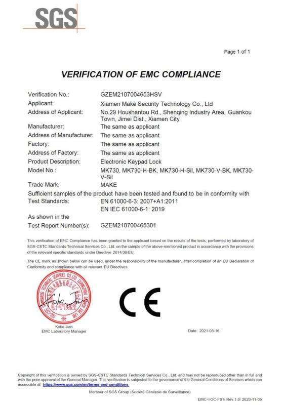 CE - Xiamen Make Security Technology Co., Ltd.