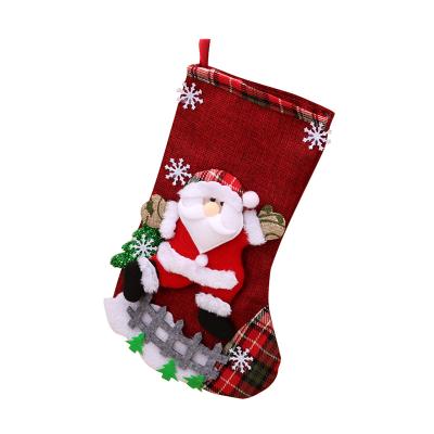 China Keep Hot Wholesale/etc. Customize Tree Decoration Large Capacity Merry Christmas Santa Snowflake Candy Gift Socks Christmas Canvas Stocking for sale