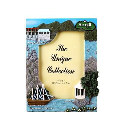 China Home Decoration/Resin Picture Frame 3D Landscape Rock Design Rectangle Beach Gift Resin Gift/etc. 4*6inch for sale