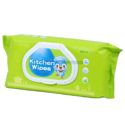 China Spunlace Nonwoven Disposable Cleaning Kitchen Cleaning Wet Wipes for sale