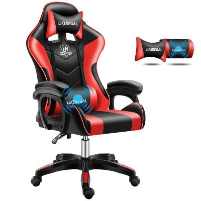 China (Size)Adjustable Competitive Cheap PU Leather Racing Computer Sit Lying Pink Gaming Chair With Massage Pillow For Gamer for sale