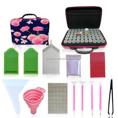 China Modern diy diamond painting tools 60 bottle storage bag suitcase drill zipper zipper diamond embroidery accessories diamond painting Eva bag for sale