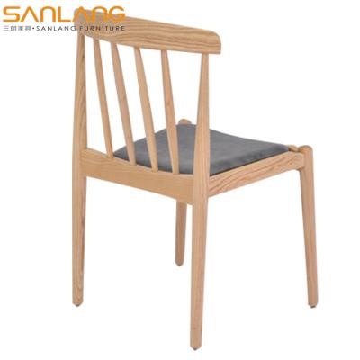 China Home Modern Wooden Chair School Canteen Cafe Furniture Restaurant Dining Chair With Cushion for sale