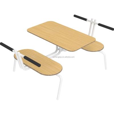 China Latest New Modern Ergonomic One-Piece Table Canteen Chair #OCT Designs With Competitive Price, Good Quality, Metal Leg Furniture for sale