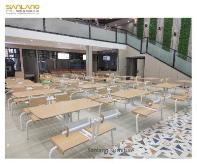 China Modern Metal School Canteen Chairs And Tables Sets Restaurant People Connected Table 4 Chair for sale