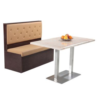 China Uptop Traditional Commercial Booth Restaurant Beige Leather Sofa for sale