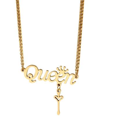 China Customized Non-fading Romantic Titanium Vacuum Plating Gold Letter 18K Steel Necklace Exaggerated Street Clavicle Chain Nervous Jewelry for sale