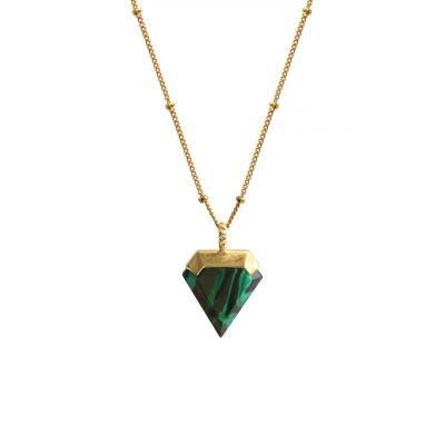 China New fashion INS simple fashion European and American malachite inverted triangle ladies clavicle necklace for sale