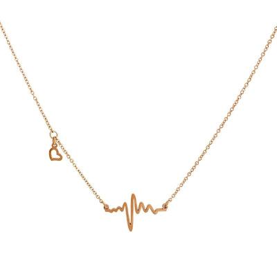 China Korean fashion CLASSIC ECG rose gold clavicle chain titanium steel chain heart temperament simple beating non-fading short necklace for sale