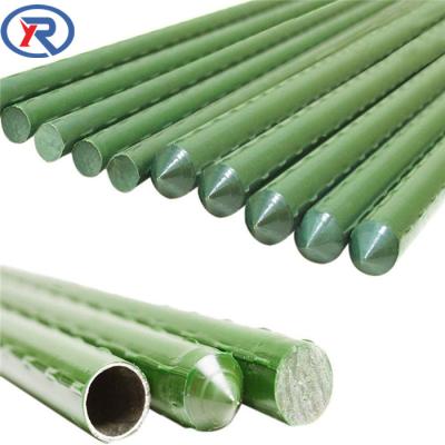 China Waterproof And Stable Green Coated Hollow Garden Plant Stake Support for sale