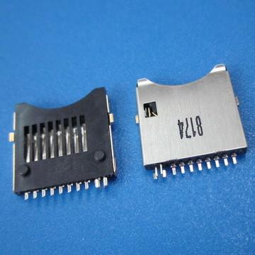 China micro pcb SD push sim card connector 8pin smt，mini sd card socket，smc card，TF Card connector for sale