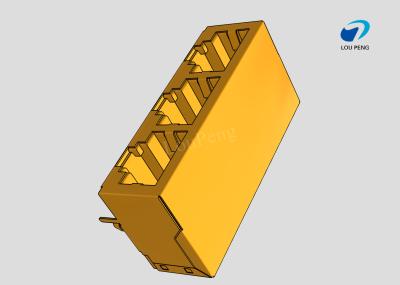 China RJ45 3-port jack Cat.5 THT angled for sale