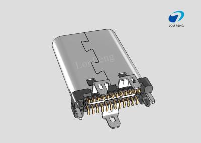 China Universal Serial Bus (USB) Shielded I/O Receptacle,type-c connector, 24Pin, Gold (Au) Flash over, Vertical, SMD for sale