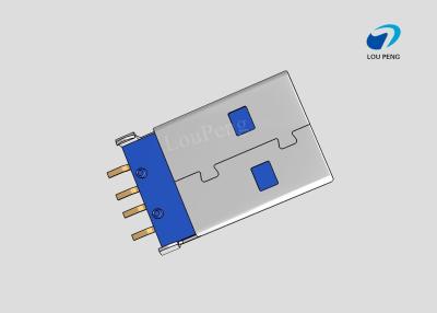 China 3.0 USB connector 4PIN AF SMT  BLUE BOTH SIDES FIXED PIN IS STRAIGHT FOOT Gold-Plated for sale