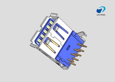 China 3.0MM USB A TYPE 9PIN FEMALE 90 °  Gold-Plated BLUE for sale