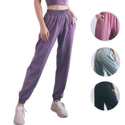 China Custom Breathable Casual Loose Running High Waist Fitness Gym Gaiters Sweatpants Women for sale