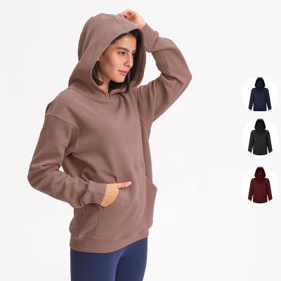 China Sustainable 24 Hours Online Customized Color Fitness Running Loose Workout Longsleeve Eco Yoga Top Hoodies for sale