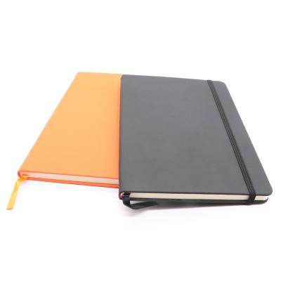 China Custom Printed High Quality Leather Hard Cover Notebook with Organizer Planner Embossing Elastic Band PU Logo A5 for sale