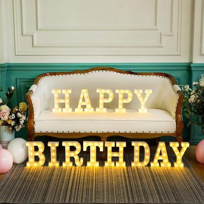 China SRY Buildings Sign Happy Birthday Party Decorate Stage Led Letter Logo Sign Light Custom Letters for sale