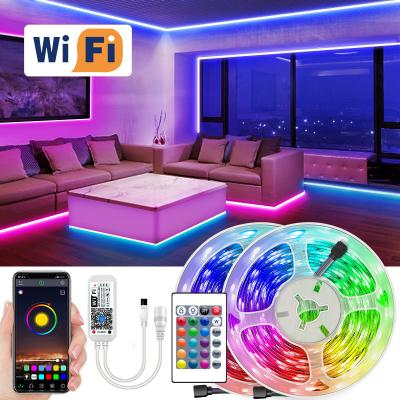 China LANDSCAPE RGB LED Strip Lights Smart WIFI Controller With APP Control Colors Changing With 5050 White Light SMD RGB Led Strip Light Music for sale