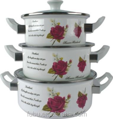 China Viable Hot Sale Enamel Utensils Cookware Set With Kinds Of Different Sizes for sale