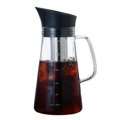 China High Sustainable Borosilicate Glass With Reusable Stainless Steel Coffee Filter, Summer Iced Drinking Cold Brew Coffee Maker for sale