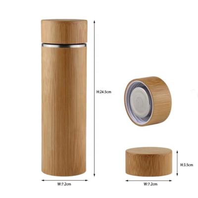 China Sustainable BPA free high borosilicate glass water bottle, double wall wood and glass water bottles-500ml, single wall. for sale