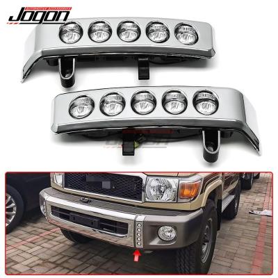 China ABS Plastic+LED 2pcs Front Bumper Lamp LED Day Driving Running Light Trim For Toyota Land Cruiser LC70 LC76 LC77 LC79 Pickup 2015 for sale