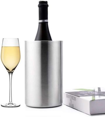 China Portable Amazon Sale Wine Refrigerator Bucket Stainless Steel Wall Wine Cooler Viable Hot Ice Bucket Double for sale