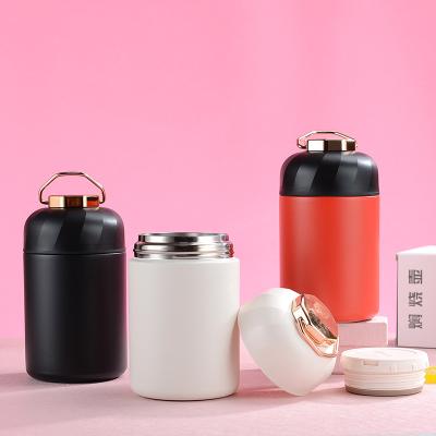 China Hot Selling Freshness Keeping Amazon Stainless Steel Vacuum Food Pot Thermal Soup Flask With Spoon Double Wall Insulated Thermos Food Warmer Pot for sale