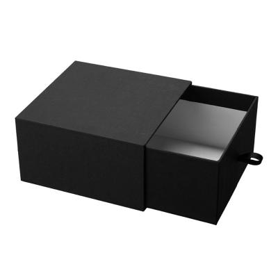 China Recycled Materials Cardboard Paper Custom Packaging Sliding Black Shoe Gift Drawer Box for sale